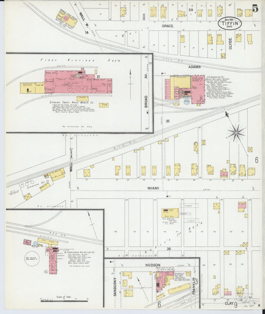 Sanborn Fire Insurance Map from Tiffin, Seneca County, Ohio (1901), Sheet #0005 - Historic Sanborn Fire Insurance Map Print, vintage old map wall art, antique decor, genealogy gift, Ohio Ohio map