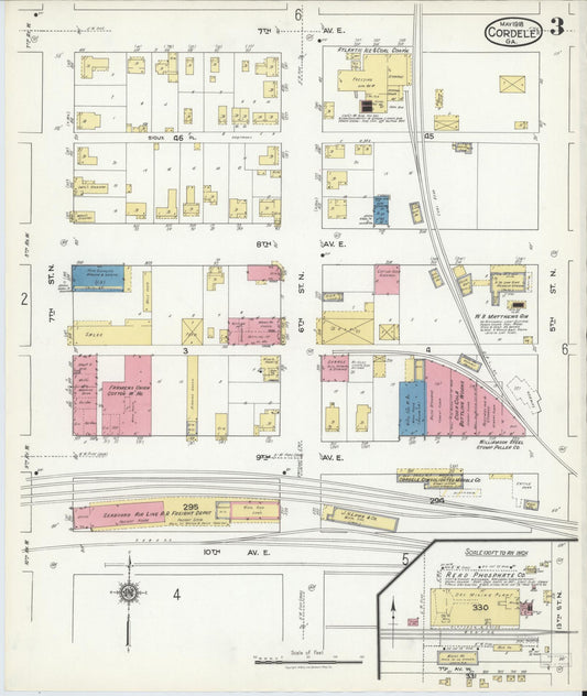 Sanborn Fire Insurance Map from Cordele, Crisp County, Georgia (1918), Sheet #0003 - Historic Sanborn Fire Insurance Map Print, vintage old map wall art, antique decor, genealogy gift, Georgia Georgia map