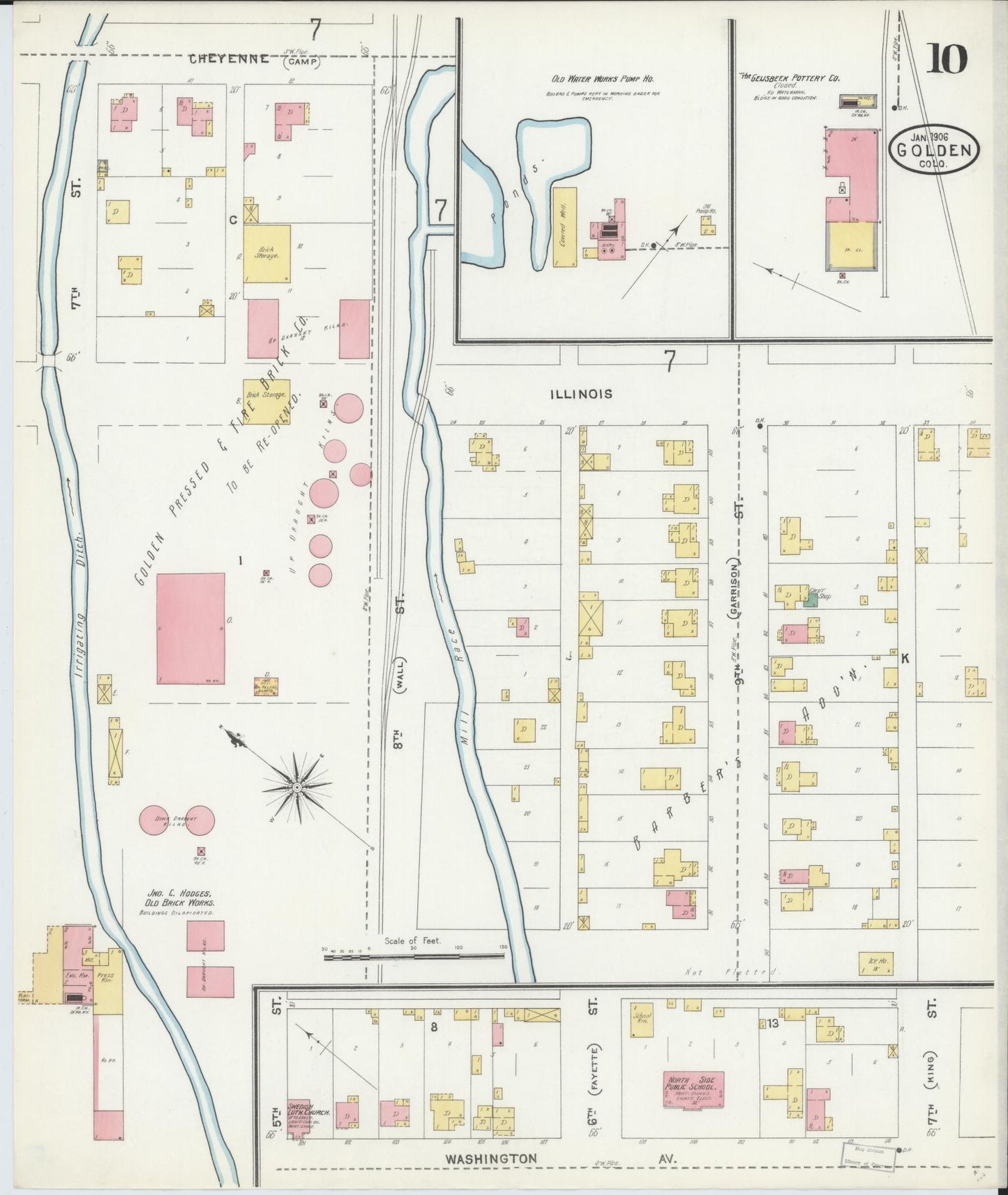 Sanborn Fire Insurance Map from Golden, Jefferson County, Colorado (1906), Sheet #0010 - Complete Map Set gallery image, historic Sanborn map, vintage wall art, Colorado Colorado