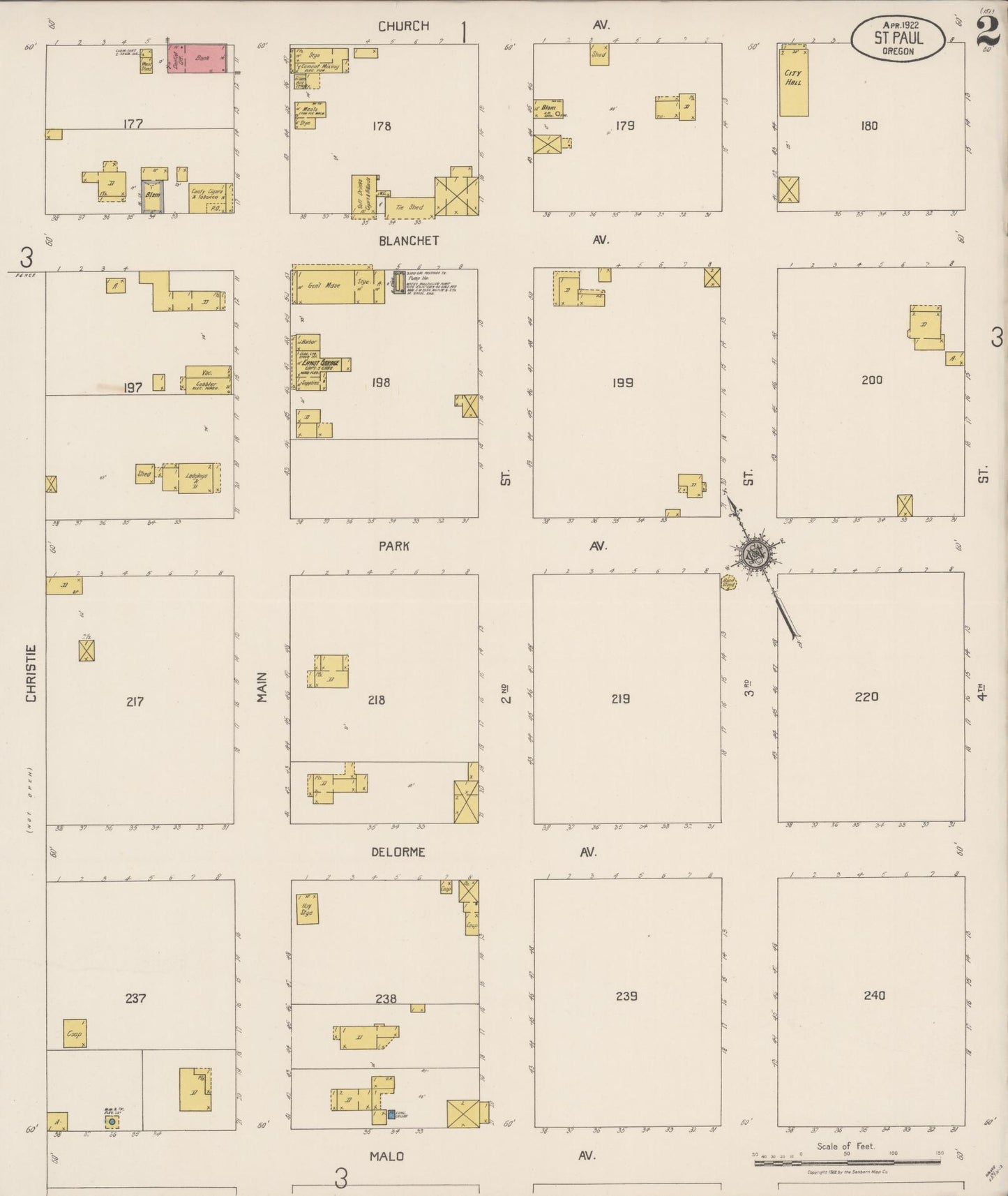 Sanborn Fire Insurance Map from Saint Paul, Marion County, Oregon (1922), Sheet #0002 - Complete Map Set gallery image, historic Sanborn map, vintage wall art, Oregon Oregon