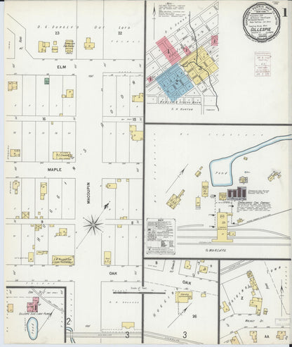 Sanborn Fire Insurance Map from Gillespie, Macoupin County, Illinois (1899), Sheet #0001 - Complete Map Set gallery image, historic Sanborn map, vintage wall art, Illinois Illinois