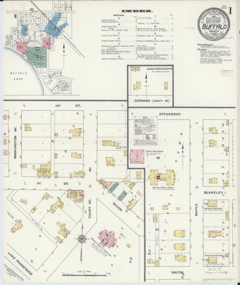 Sanborn Fire Insurance Map from Buffalo, Wright County, Minnesota. (1909) – Map View