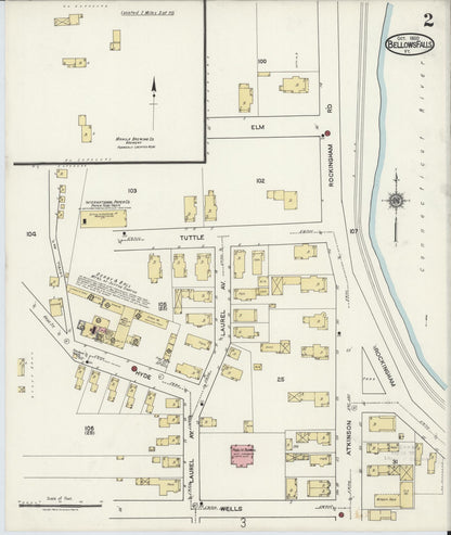 Sanborn Fire Insurance Map from Bellows Falls, Windham County, Vermont (1920), Sheet #0002 - Complete Map Set gallery image, historic Sanborn map, vintage wall art, Vermont Vermont