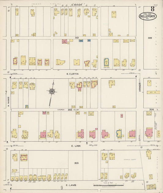 Sanborn Fire Insurance Map from Bellefonte, Centre County, Pennsylvania (1922), Sheet #0008 - Historic Sanborn Fire Insurance Map Print, vintage old map wall art, antique decor, genealogy gift, Pennsylvania Pennsylvania map