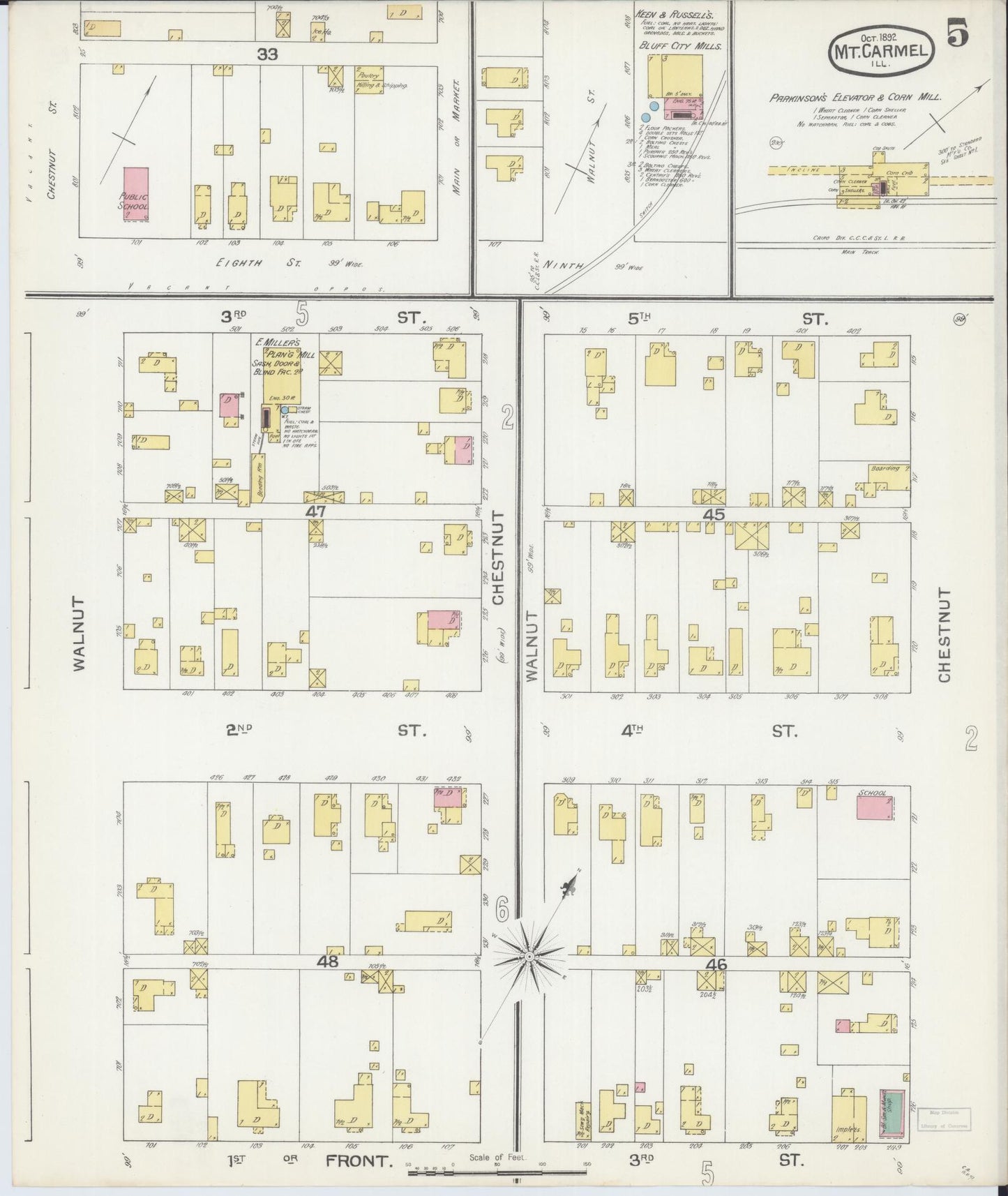 Sanborn Fire Insurance Map from Mount Carmel, Wabash County, Illinois (1892), Sheet #0005 - Complete Map Set gallery image, historic Sanborn map, vintage wall art, Illinois Illinois
