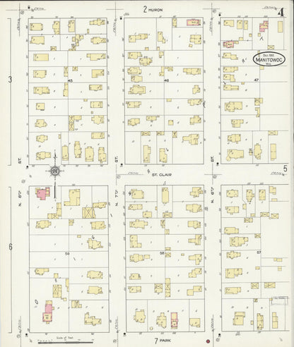 Sanborn Fire Insurance Map from Manitowoc, Manitowoc County, Wisconsin (1912), Sheet #0004 - Complete Map Set gallery image, historic Sanborn map, vintage wall art, Wisconsin Wisconsin