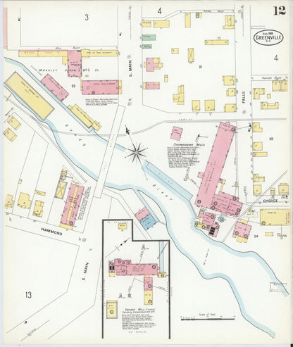 Sanborn Fire Insurance Map from Greenville, Greenville County, South Carolina (1908), Sheet #0012 - Complete Map Set gallery image, historic Sanborn map, vintage wall art, South Carolina South Carolina