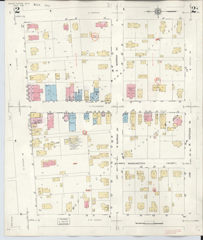 Sanborn Fire Insurance Map from White Pigeon, Saint Joseph County, Michigan (1954), Sheet #0002 - Historic Sanborn Fire Insurance Map Print, vintage old map wall art, antique decor, genealogy gift, Michigan Michigan map
