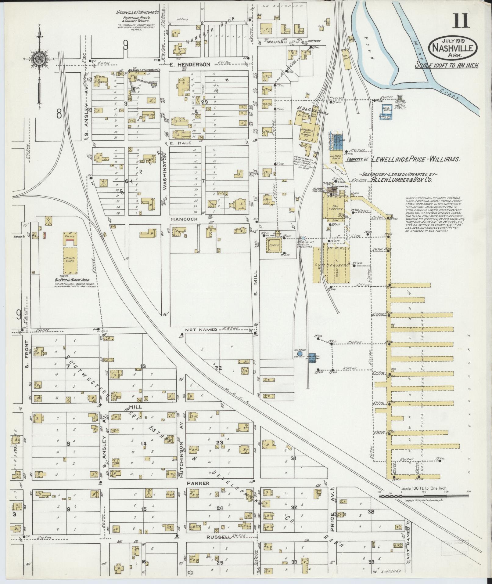 Sanborn Fire Insurance Map from Nashville, Howard County, Arkansas (1919), Sheet #0011 - Complete Map Set gallery image, historic Sanborn map, vintage wall art, Arkansas Arkansas
