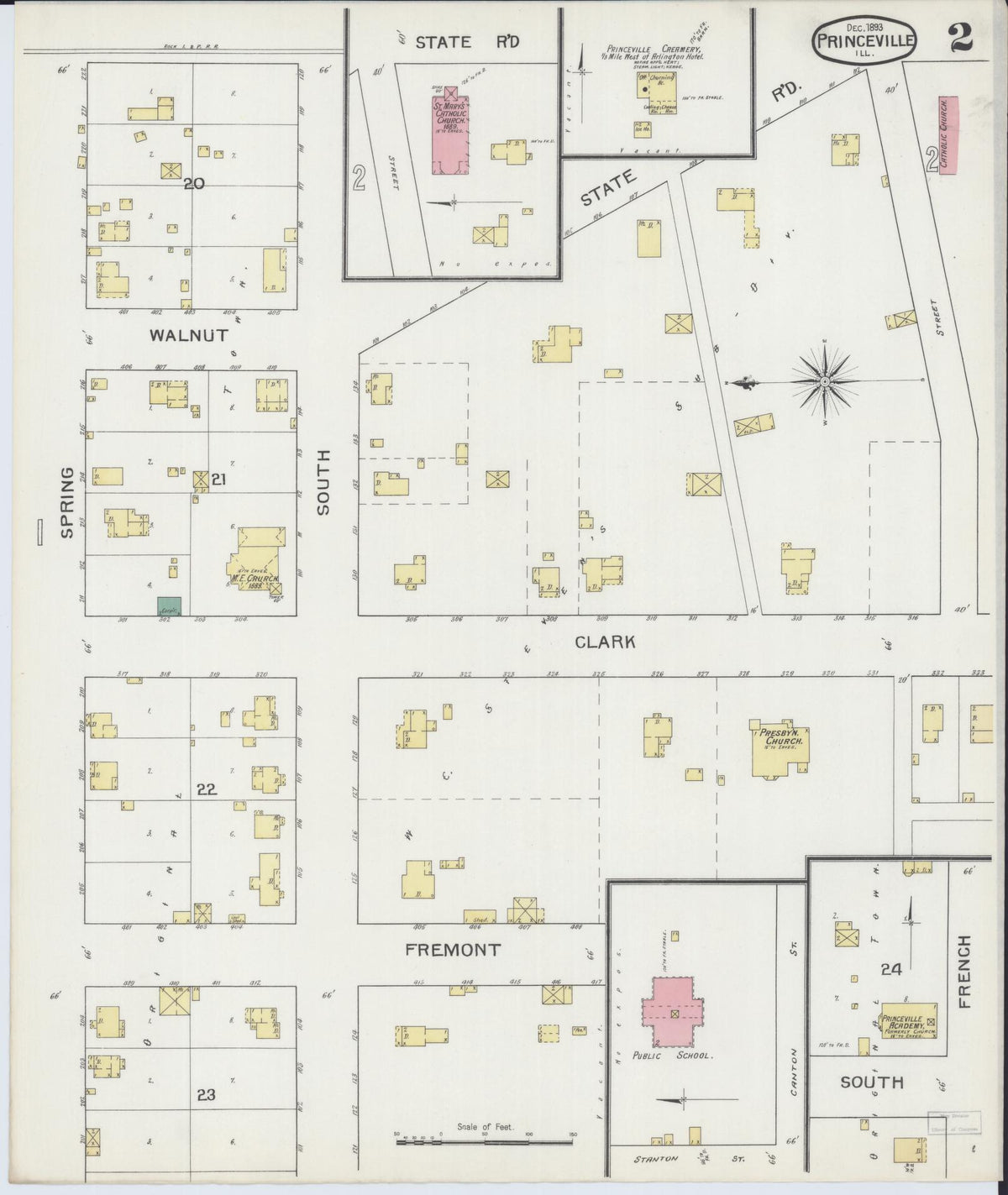 Sanborn Fire Insurance Map from Princeville, Peoria County, Illinois (1893), Sheet #0002 - Historic Sanborn Fire Insurance Map Print, vintage old map wall art, antique decor, genealogy gift, Illinois Illinois map