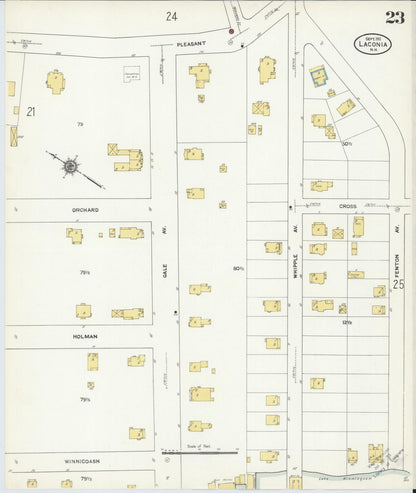 Sanborn Fire Insurance Map from Laconia, Belknap County, New Hampshire (1911), Sheet #0023 - Complete Map Set gallery image, historic Sanborn map, vintage wall art, New Hampshire New Hampshire