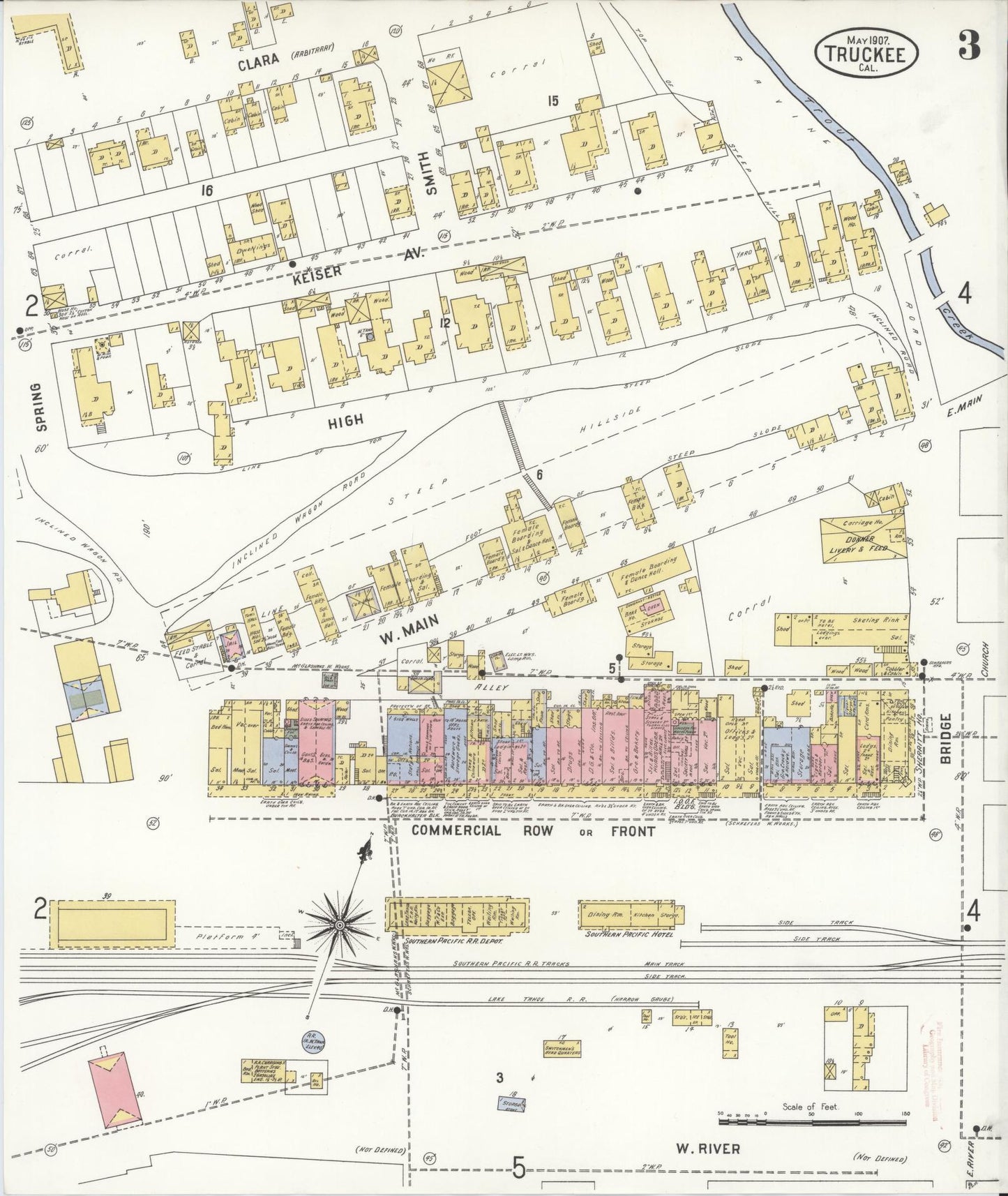 Sanborn Fire Insurance Map from Truckee, Nevada County, California (1907), Sheet #0003 - Complete Map Set gallery image, historic Sanborn map, vintage wall art, California California