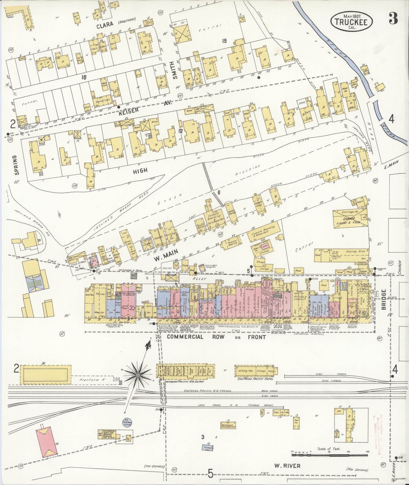Sanborn Fire Insurance Map from Truckee, Nevada County, California (1907), Sheet #0003 - Complete Map Set gallery image, historic Sanborn map, vintage wall art, California California
