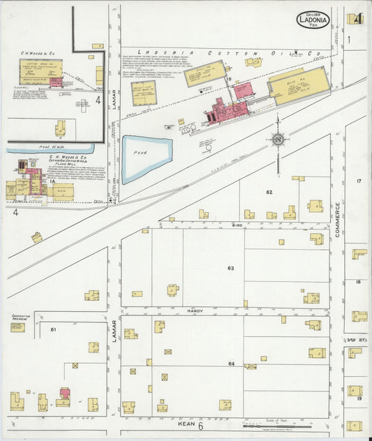 Sanborn Fire Insurance Map from Ladonia, Fannin County, Texas (1919), Sheet #0004 - Historic Sanborn Fire Insurance Map Print, vintage old map wall art, antique decor, genealogy gift, Texas Texas map