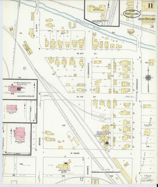 Sanborn Fire Insurance Map from Portland, Jay County, Indiana (1910), Sheet #0011 - Historic Sanborn Fire Insurance Map Print, vintage old map wall art, antique decor, genealogy gift, Indiana Indiana map