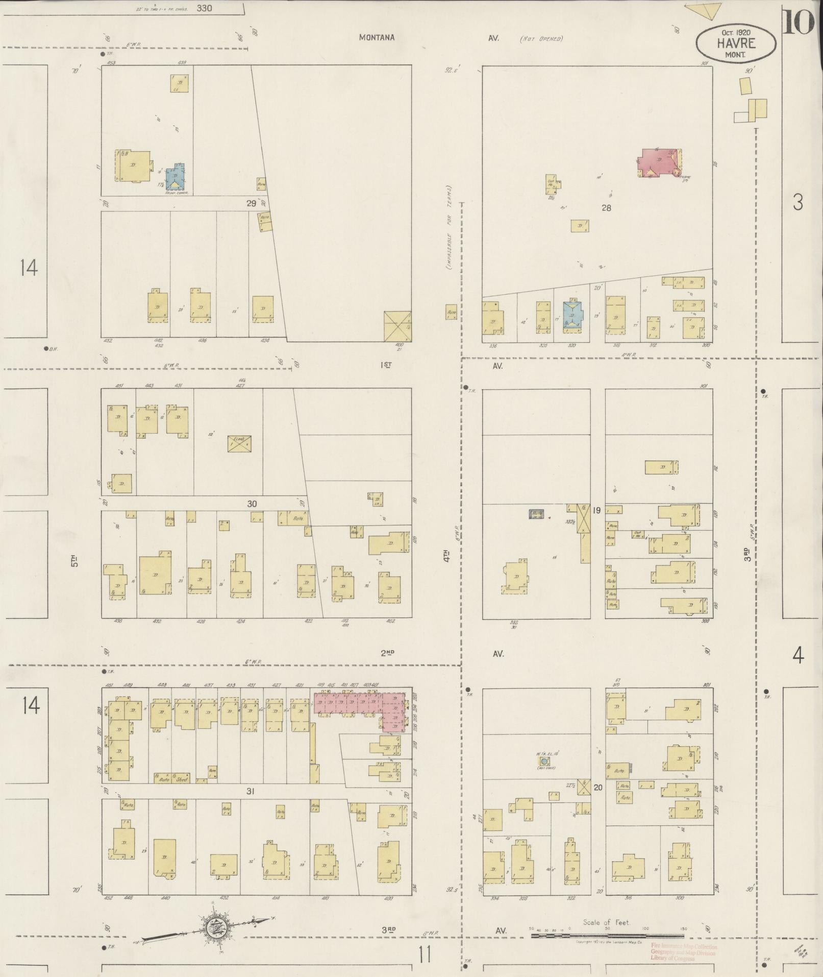 Sanborn Fire Insurance Map from Havre, Hill County, Montana (1920), Sheet #0010 - Historic Sanborn Fire Insurance Map Print, vintage old map wall art, antique decor, genealogy gift, Montana Montana map