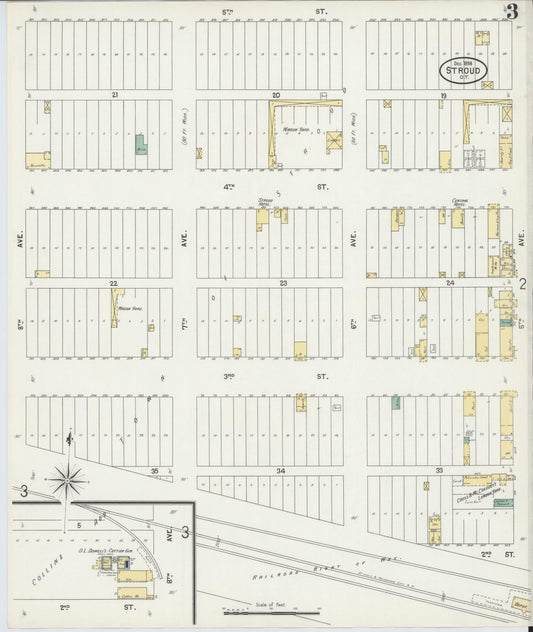 Sanborn Fire Insurance Map from Stroud, Lincoln County, Oklahoma (1898), Sheet #0003 - Historic Sanborn Fire Insurance Map Print, vintage old map wall art, antique decor, genealogy gift, Oklahoma Oklahoma map