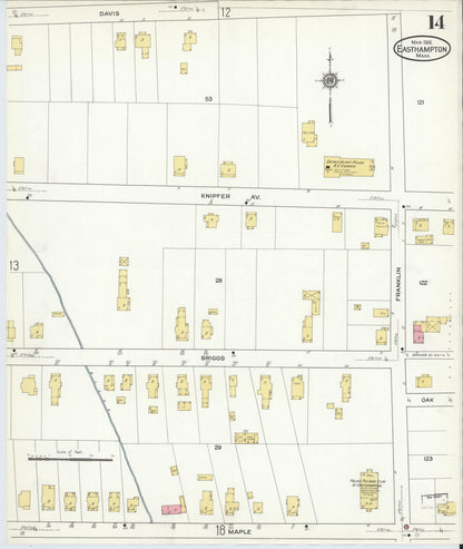 Sanborn Fire Insurance Map from East Hampton, Hampshire County, Massachusetts (1916), Sheet #0014 - Historic Sanborn Fire Insurance Map Print, vintage old map wall art, antique decor, genealogy gift, Massachusetts Massachusetts map