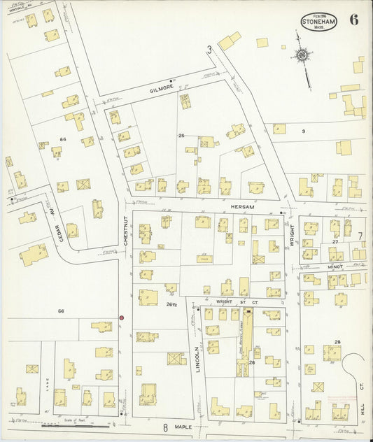 Sanborn Fire Insurance Map from Stoneham, Middlesex County, Massachusetts (1916), Sheet #0006 - Historic Sanborn Fire Insurance Map Print, vintage old map wall art, antique decor, genealogy gift, Massachusetts Massachusetts map