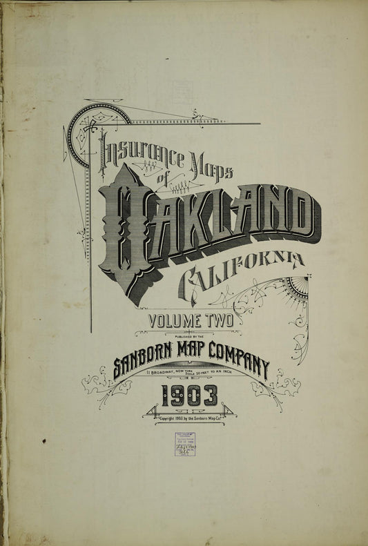 Sanborn Fire Insurance Map from Oakland, Alameda County, California (1903), Sheet #0001 - Complete Map Set gallery image, historic Sanborn map, vintage wall art, California California