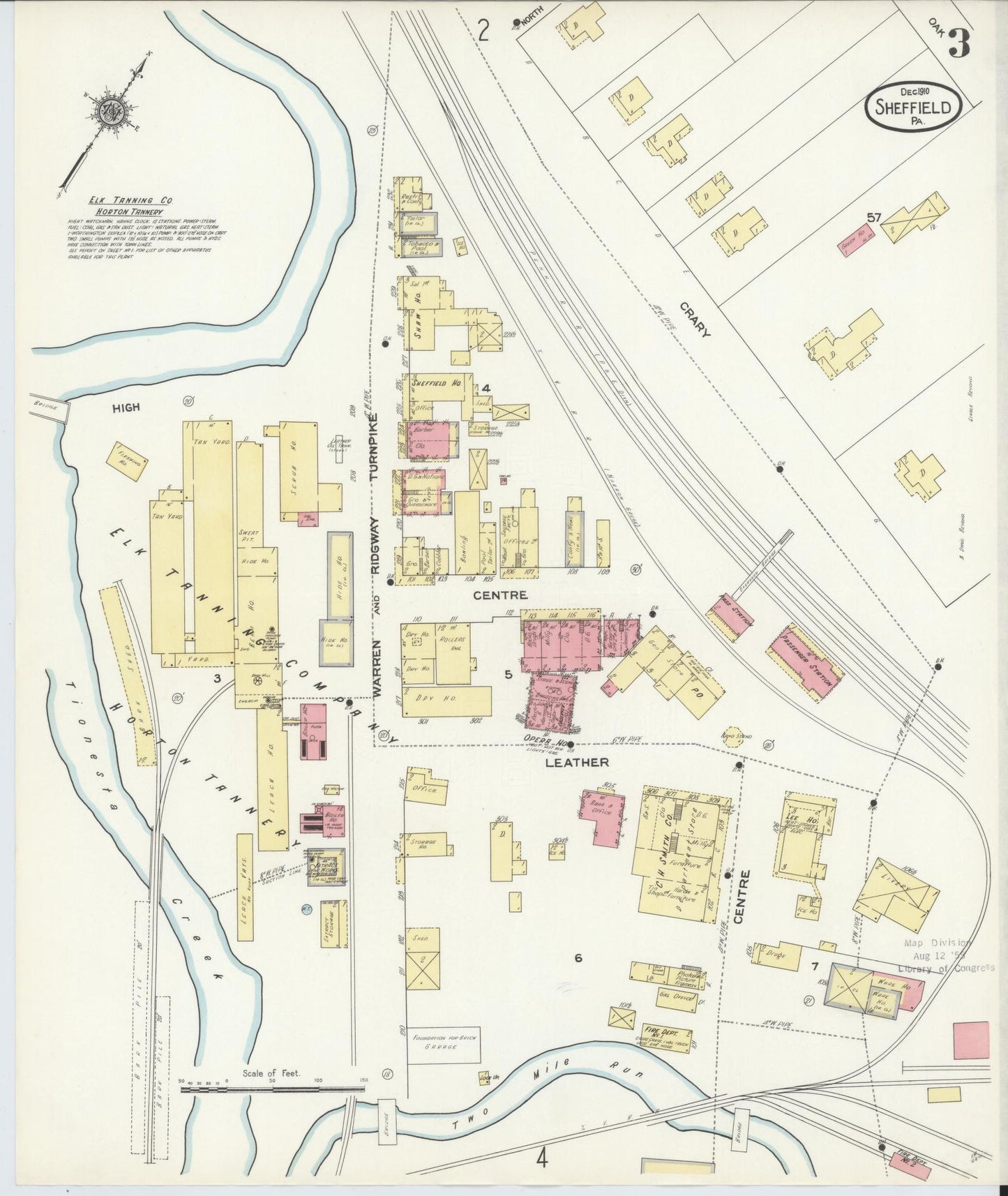 Sanborn Fire Insurance Map from Sheffield, Warren County, Pennsylvania (1910), Sheet #0003 - Historic Sanborn Fire Insurance Map Print, vintage old map wall art, antique decor, genealogy gift, Pennsylvania Pennsylvania map