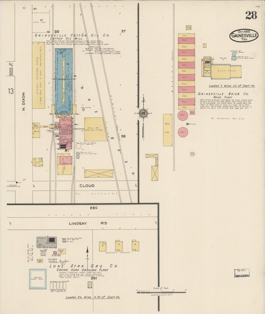 Sanborn Fire Insurance Map from Gainesville, Cooke County, Texas (1922), Sheet #0028 - Historic Sanborn Fire Insurance Map Print, vintage old map wall art, antique decor, genealogy gift, Texas Texas map