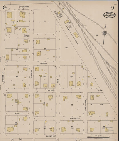 Sanborn Fire Insurance Map from Commerce, Hunt County, Texas (1922), Sheet #0009 - Complete Map Set gallery image, historic Sanborn map, vintage wall art, Texas Texas