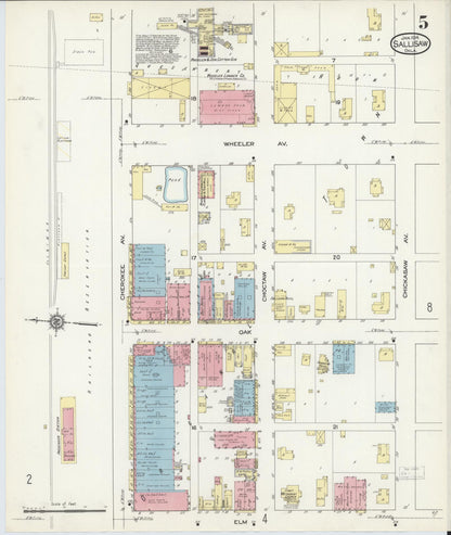 Sanborn Fire Insurance Map from Sallisaw, Sequoyah County, Oklahoma (1914), Sheet #0005 - Complete Map Set gallery image, historic Sanborn map, vintage wall art, Oklahoma Oklahoma