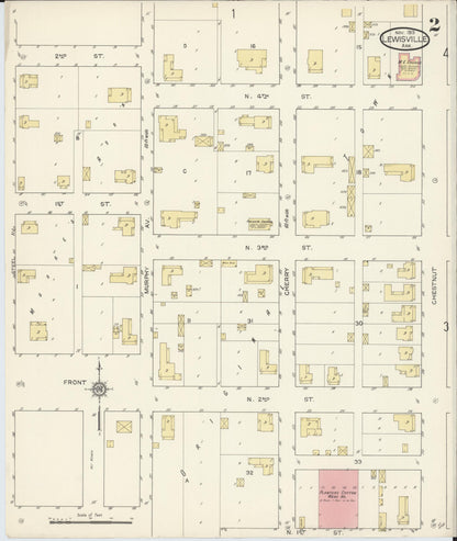 Sanborn Fire Insurance Map from Lewisville, Lafayette County, Arkansas (1913), Sheet #0002 - Complete Map Set gallery image, historic Sanborn map, vintage wall art, Arkansas Arkansas