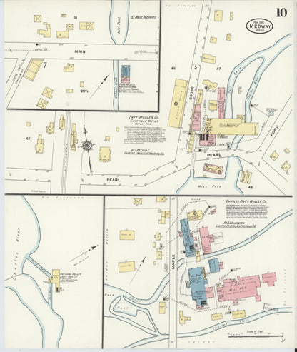 Sanborn Fire Insurance Map from Medway, Norfolk County, Massachusetts (1910), Sheet #0010 - Historic Sanborn Fire Insurance Map Print, vintage old map wall art, antique decor, genealogy gift, Massachusetts Massachusetts map