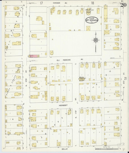 Sanborn Fire Insurance Map from Mount Vernon, Jefferson County, Illinois (1913), Sheet #0020 - Historic Sanborn Fire Insurance Map Print, vintage old map wall art, antique decor, genealogy gift, Illinois Illinois map