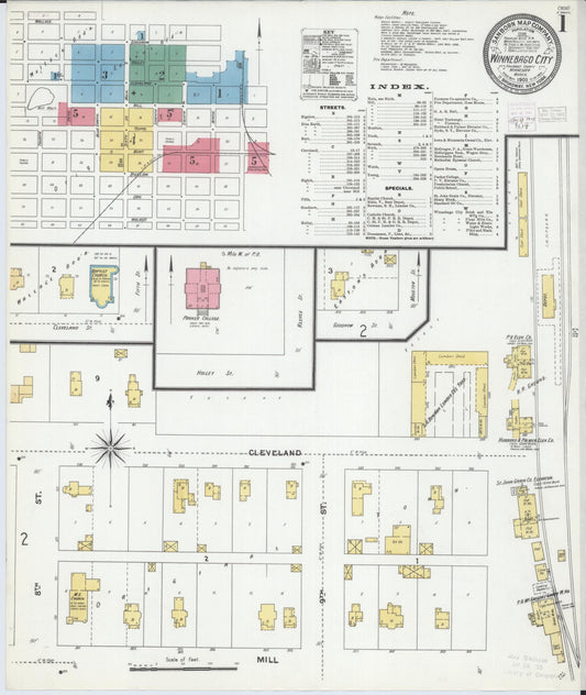 Sanborn Fire Insurance Map from Winnebago, Faribault County, Minnesota (1905), Sheet #0001 - Historic Sanborn Fire Insurance Map Print, vintage old map wall art, antique decor, genealogy gift, Minnesota Minnesota map