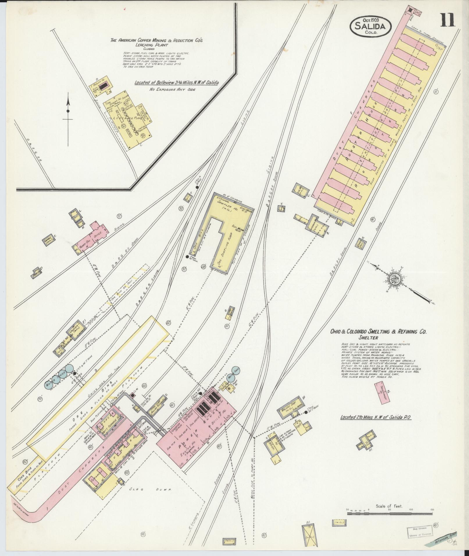 Sanborn Fire Insurance Map from Salida, Chaffee County, Colorado (1909), Sheet #0011 - Historic Sanborn Fire Insurance Map Print, vintage old map wall art, antique decor, genealogy gift, Colorado Colorado map