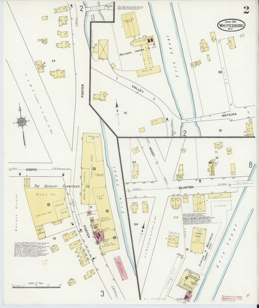 Sanborn Fire Insurance Map from Whitesboro, Oneida County, New York (1911), Sheet #0002 - Historic Sanborn Fire Insurance Map Print, vintage old map wall art, antique decor, genealogy gift, New York New York map