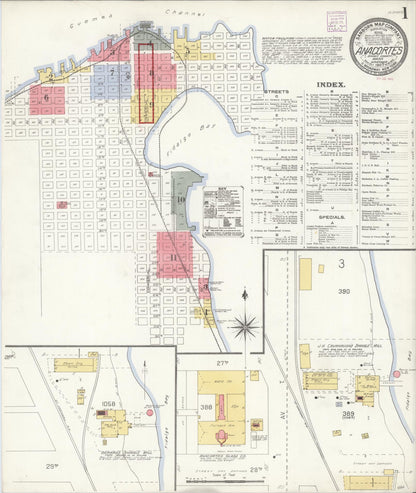 Sanborn Fire Insurance Map from Anacortes, Skagit County, Washington (1907), Sheet #0001 - Complete Map Set gallery image, historic Sanborn map, vintage wall art, Washington Washington