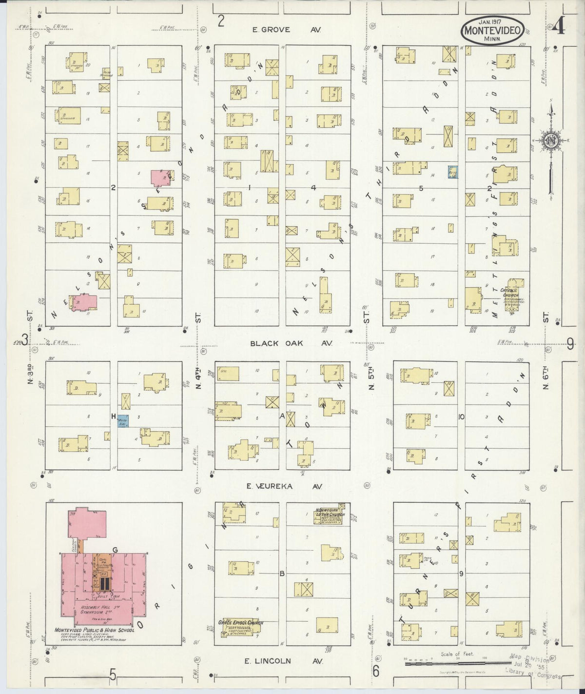 Sanborn Fire Insurance Map from Montevideo, Chippewa County, Minnesota (1917), Sheet #0004 - Complete Map Set gallery image, historic Sanborn map, vintage wall art, Minnesota Minnesota
