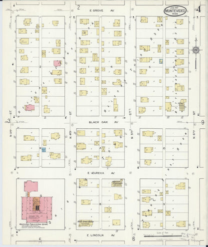 Sanborn Fire Insurance Map from Montevideo, Chippewa County, Minnesota (1917), Sheet #0004 - Complete Map Set gallery image, historic Sanborn map, vintage wall art, Minnesota Minnesota