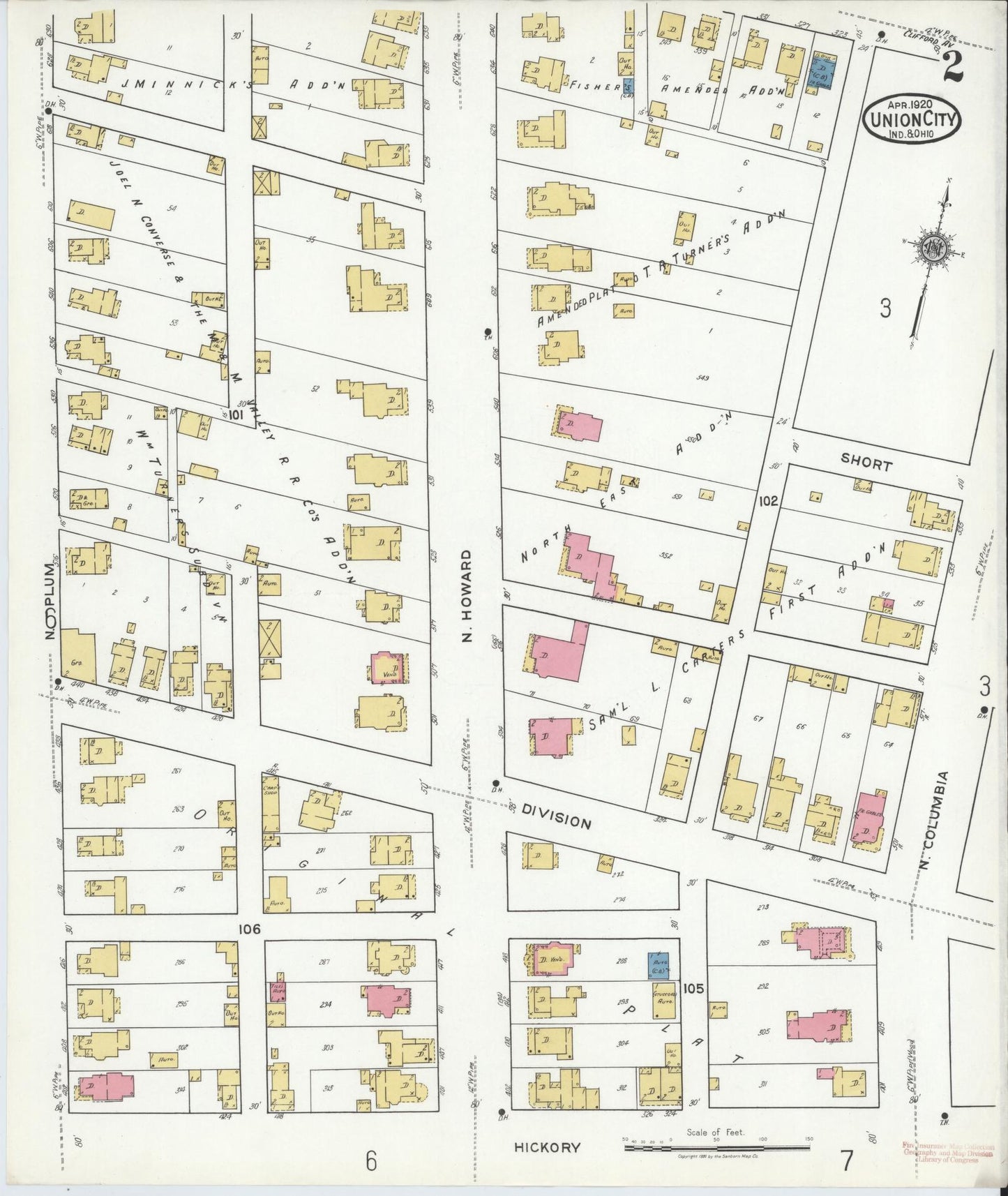 Sanborn Fire Insurance Map from Union City, Randolph County, Indiana (1920), Sheet #0002 - Complete Map Set gallery image, historic Sanborn map, vintage wall art, Indiana Indiana