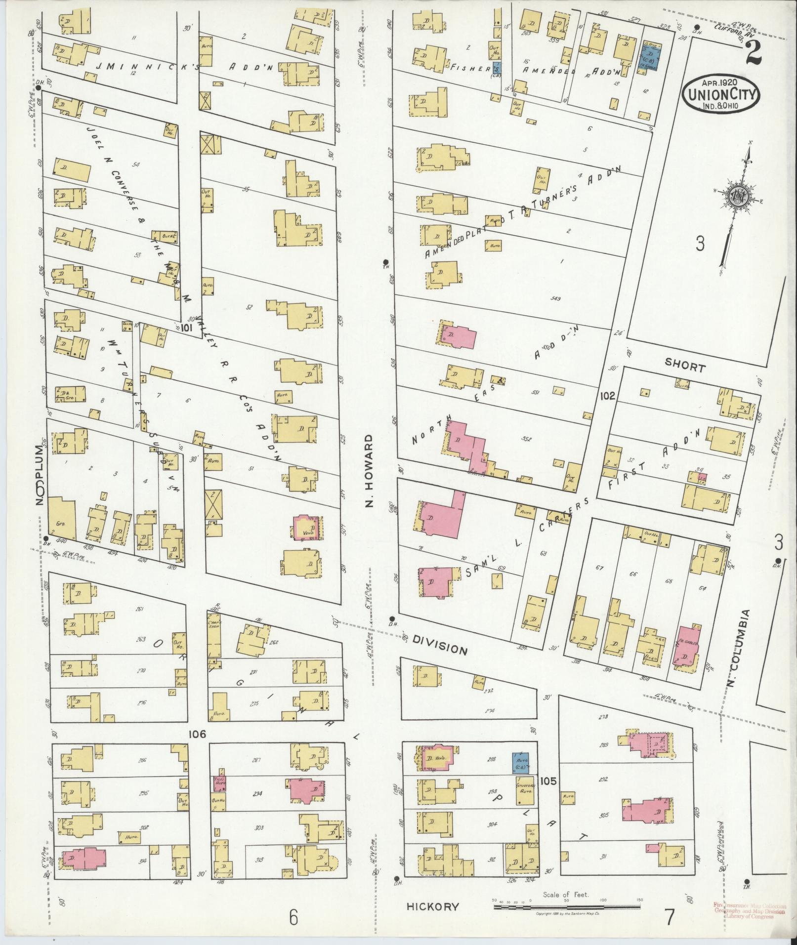 Sanborn Fire Insurance Map from Union City, Randolph County, Indiana (1920), Sheet #0002 - Complete Map Set gallery image, historic Sanborn map, vintage wall art, Indiana Indiana