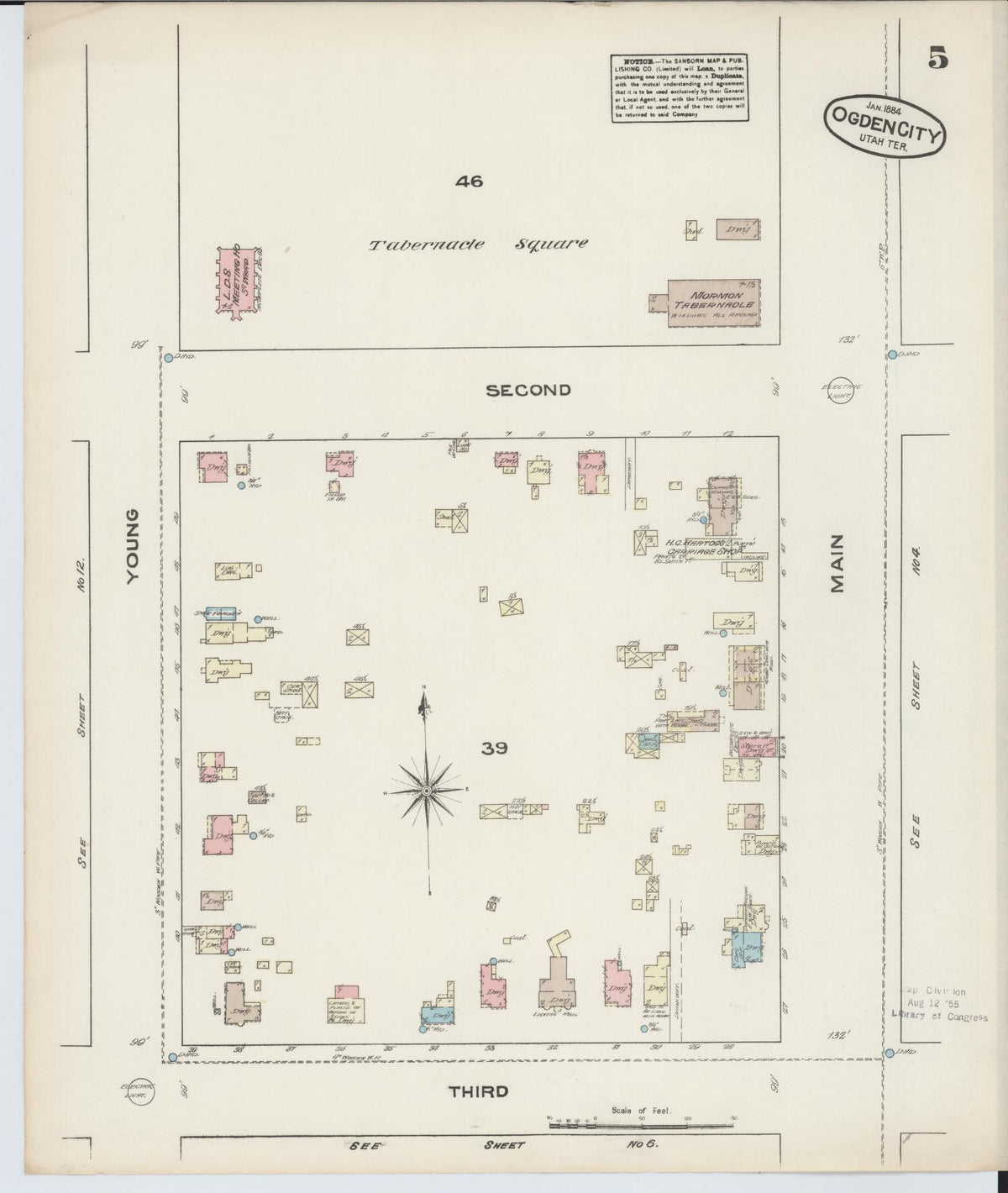 Sanborn Fire Insurance Map from Ogden, Weber County, Utah (1884), Sheet #0005 - Complete Map Set gallery image, historic Sanborn map, vintage wall art, Utah Utah