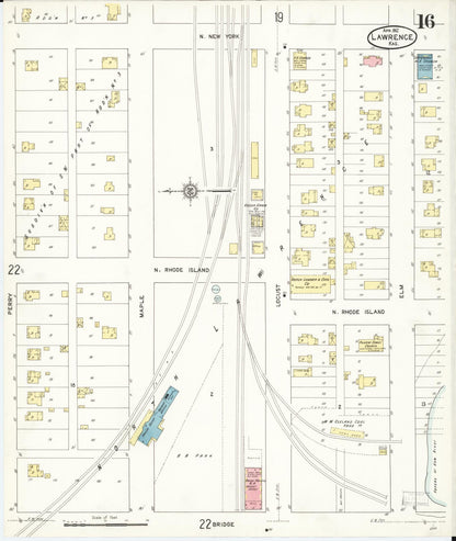 Sanborn Fire Insurance Map from Lawrence, Douglas County, Kansas (1912), Sheet #0016 - Complete Map Set gallery image, historic Sanborn map, vintage wall art, Kansas Kansas