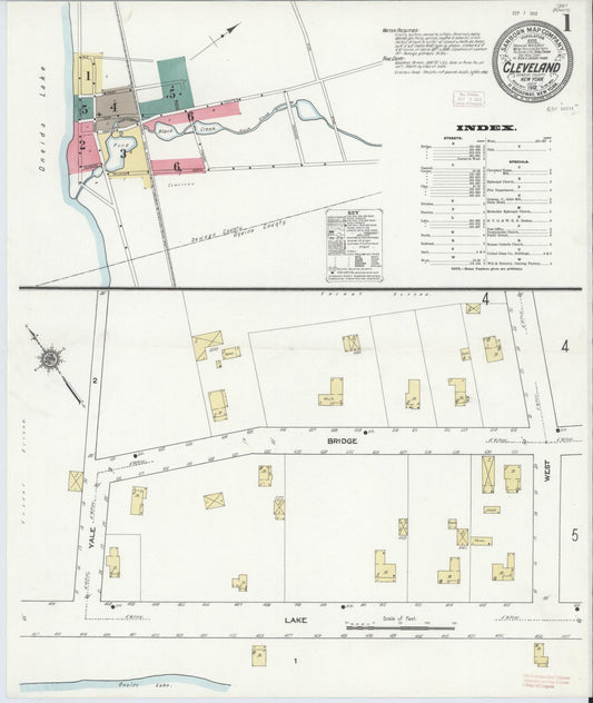 Sanborn Fire Insurance Map from Cleveland, Oswego County, New York (1912), Sheet #0001 - Complete Map Set gallery image, historic Sanborn map, vintage wall art, New York New York