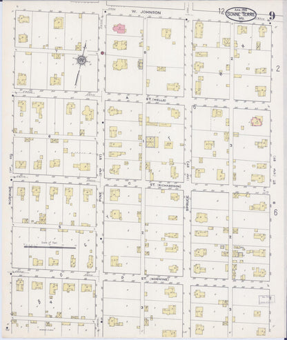 Sanborn Fire Insurance Map from Bonne Terre, Saint Francois County, Missouri (1915), Sheet #0009 - Complete Map Set gallery image, historic Sanborn map, vintage wall art, Missouri Missouri