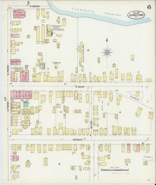 Sanborn Fire Insurance Map from Johnstown, Fulton County, New York (1897), Sheet #0006 - Historic Sanborn Fire Insurance Map Print, vintage old map wall art, antique decor, genealogy gift, New York New York map