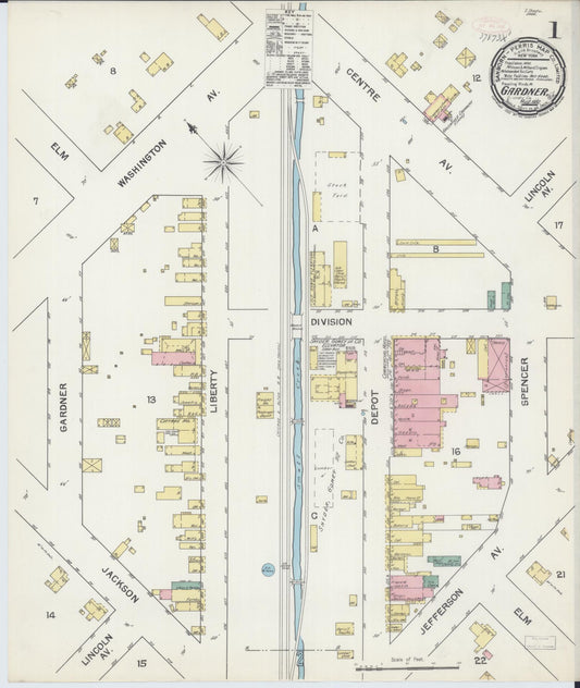 Sanborn Fire Insurance Map from Gardner, Grundy County, Illinois (1892), Sheet #0001 - Historic Sanborn Fire Insurance Map Print, vintage old map wall art, antique decor, genealogy gift, Illinois Illinois map
