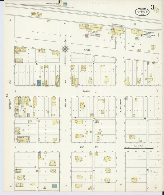 Sanborn Fire Insurance Map from Bowdle, Edmunds County, South Dakota (1913), Sheet #0003 - Historic Sanborn Fire Insurance Map Print, vintage old map wall art, antique decor, genealogy gift, South Dakota South Dakota map