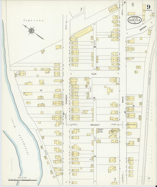 Sanborn Fire Insurance Map from Duryea, Luzerne County, Pennsylvania (1914), Sheet #0009 - Historic Sanborn Fire Insurance Map Print, vintage old map wall art, antique decor, genealogy gift, Pennsylvania Pennsylvania map