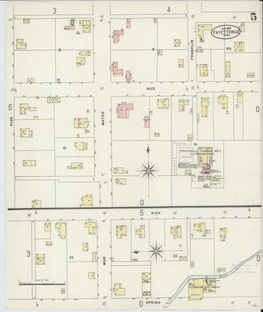Sanborn Fire Insurance Map from Fayetteville, Lincoln County, Tennessee (1897), Sheet #0005 - Historic Sanborn Fire Insurance Map Print, vintage old map wall art, antique decor, genealogy gift, Tennessee Tennessee map