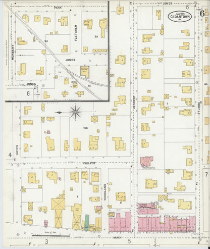 Sanborn Fire Insurance Map from Cedartown, Polk County, Georgia (1905), Sheet #0006 - Complete Map Set gallery image, historic Sanborn map, vintage wall art, Georgia Georgia