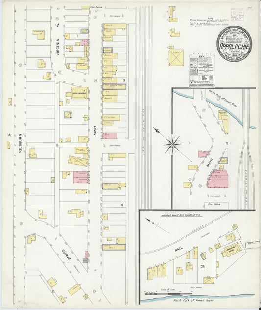 Sanborn Fire Insurance Map from Appalachia, Wise County, Virginia (1908), Sheet #0001 - Historic Sanborn Fire Insurance Map Print, vintage old map wall art, antique decor, genealogy gift, Virginia Virginia map